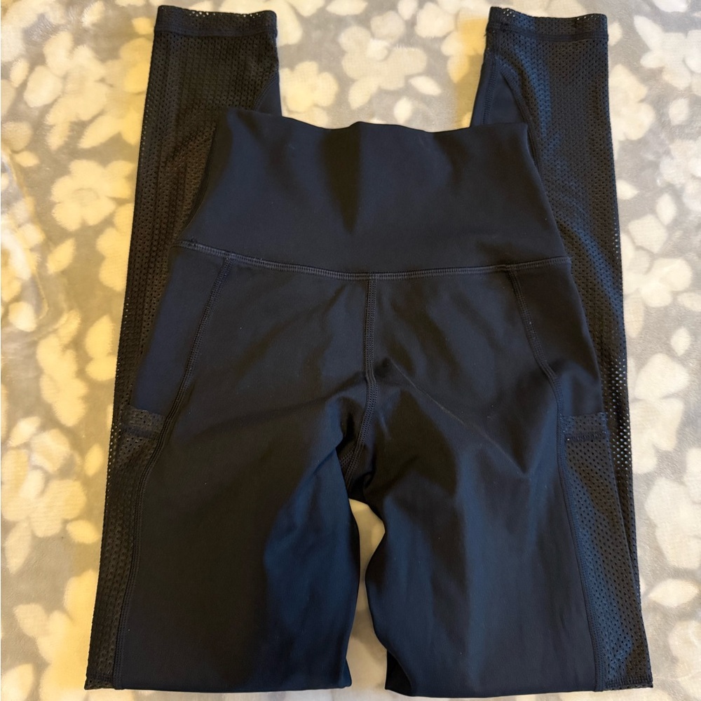 Offline Aerie Leggings Women Short Black Goals 7/8 High Rise Mesh Yoga